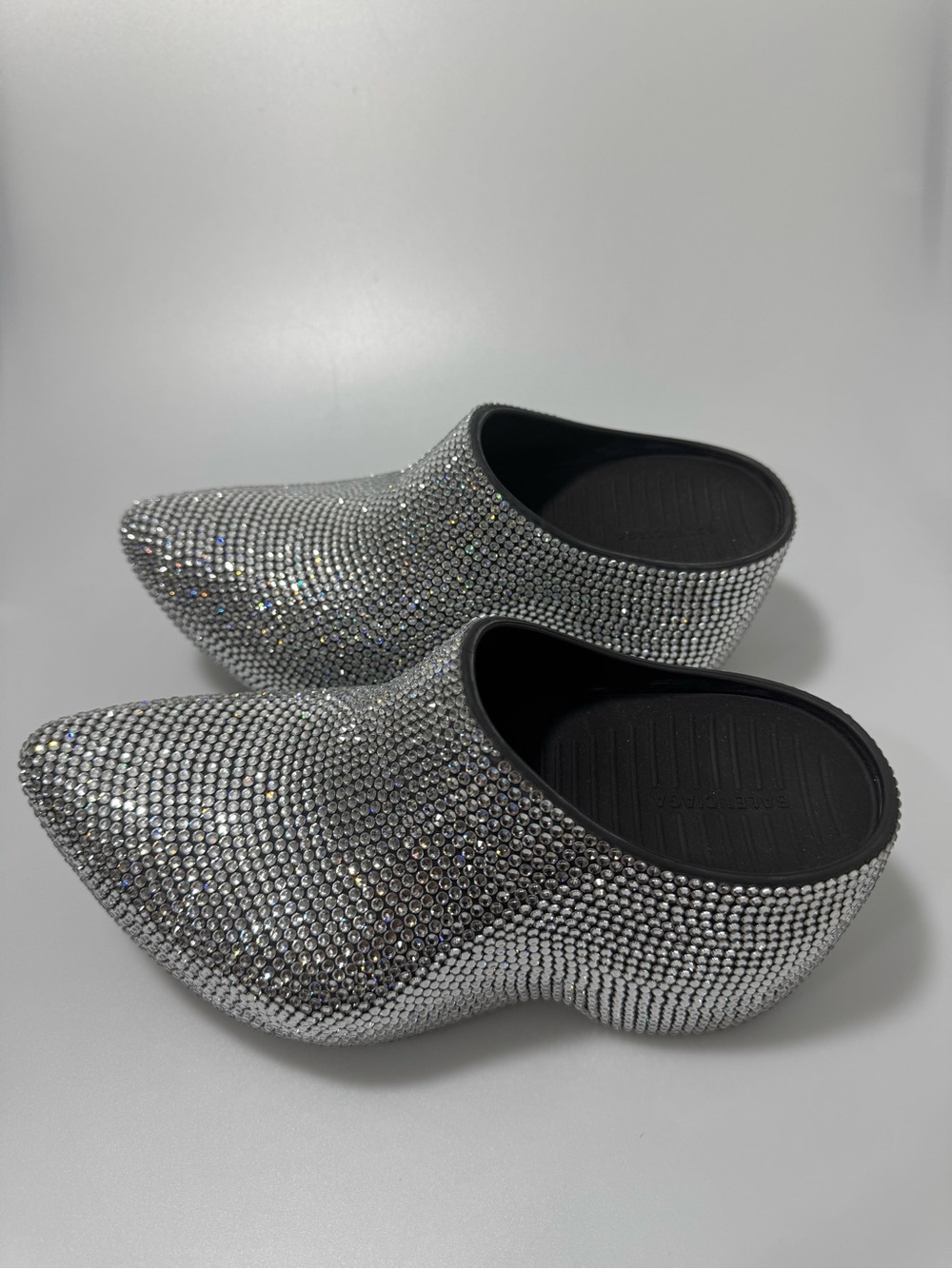 Balenciaga Technoclog Embellished Rubber Clogs Silver Women’s EU 39/US 9 - Picture 2 of 9